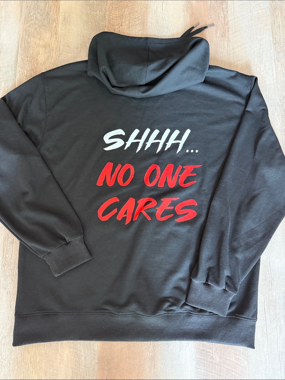 Men's Black Hoodie SHHH… NO ONE CARES XL